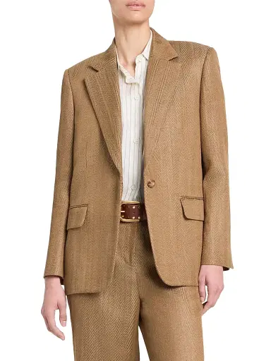 TWP Women's Jillian Herringbone Linen-Blend Blazer | Thumbnail 6 TWP Women's Jillian Herringbone Linen-Blend Blazer | Thumbnail 6