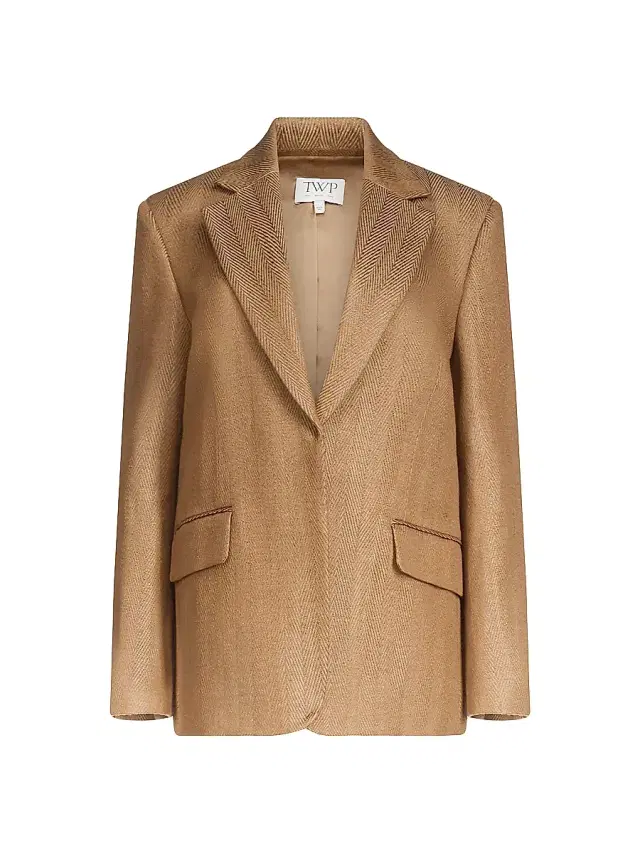 TWP Women's Jillian Herringbone Linen-Blend Blazer - Kelp