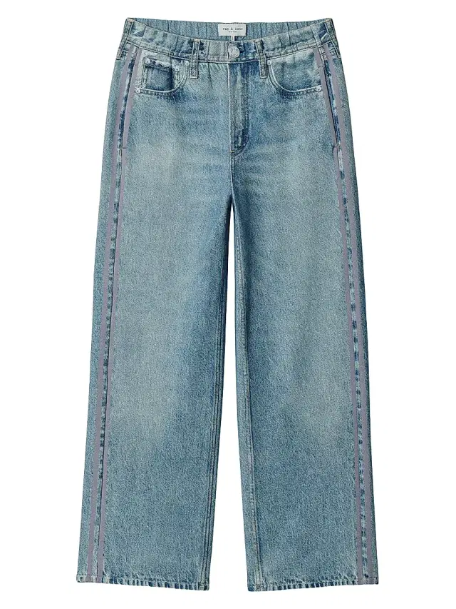 rag & bone Women's rb Miramar Wide-Leg Ankle Track Pants - Valentina Lavender Stripe