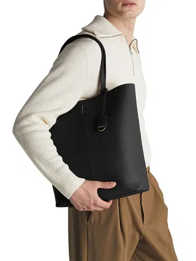 MAISON de SABRÉ Women's Tall Leather Soft Tote Bag - Rouge Noir | Thumbnail 2