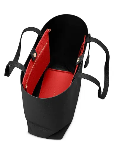 MAISON de SABRÉ Women's Tall Leather Soft Tote Bag - Rouge Noir | Thumbnail 6