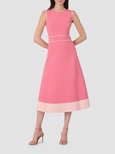 Shoshanna Women's Tiffany Button-Shoulder Midi Dress | Thumbnail 2 Shoshanna Women's Tiffany Button-Shoulder Midi Dress | Thumbnail 2