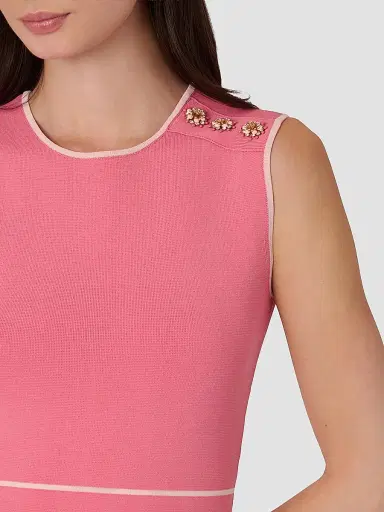 Shoshanna Women's Tiffany Button-Shoulder Midi Dress | Thumbnail 4 Shoshanna Women's Tiffany Button-Shoulder Midi Dress | Thumbnail 4