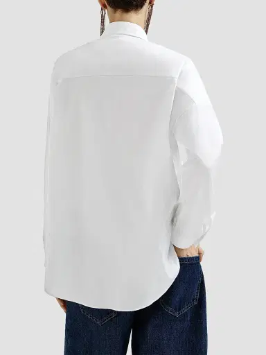 Brunello Cucinelli Women's Stretch Cotton Poplin Shirt with Shiny Trim - White - Size XXXL | Thumbnail 3 Brunello Cucinelli Women's Stretch Cotton Poplin Shirt with Shiny Trim - White - Size XXXL | Thumbnail 3
