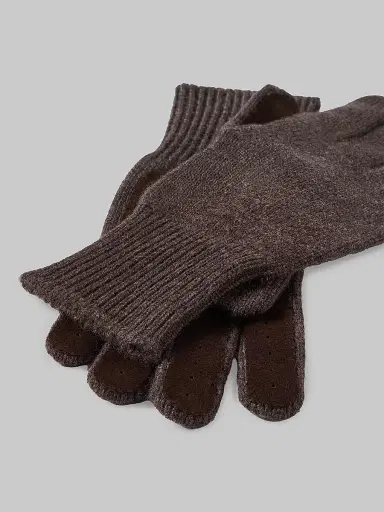 Brunello Cucinelli Men's Cashmere Knit Gloves with Suede Palm | Thumbnail 2