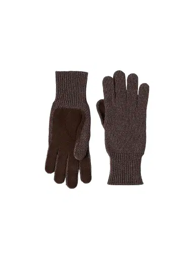 Brunello Cucinelli Men's Cashmere Knit Gloves with Suede Palm | Thumbnail 1