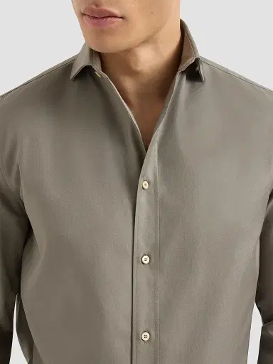 Brunello Cucinelli Men's Garment-Dyed Twill Shirt with Spread Collar - Khaki - Size XXXXL | Thumbnail 5