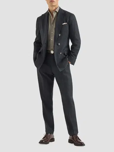 Brunello Cucinelli Men's Garment-Dyed Twill Shirt with Spread Collar - Khaki - Size XXXXL | Thumbnail 6