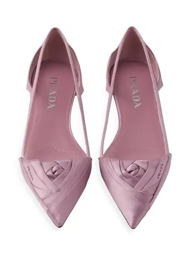Prada Women's Satin Cut-Out Ballerinas - Pink | Thumbnail 2