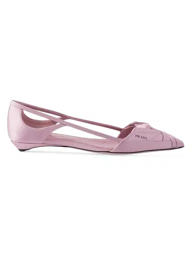 Prada Women's Satin Cut-Out Ballerinas - Pink | Thumbnail 1
