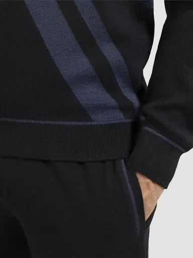 Stefano Ricci Men's Zip Mock Neck Sweater - Black - Size 46 | Thumbnail 5