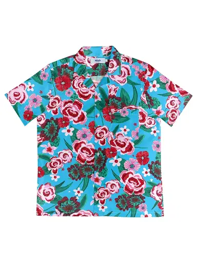 Arrels Barcelona Men's Blue Flowers Camp Shirt - Blue - Size XL | Thumbnail 1