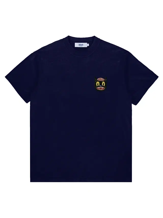 Men's Small Cat Cotton T-Shirt - Navy