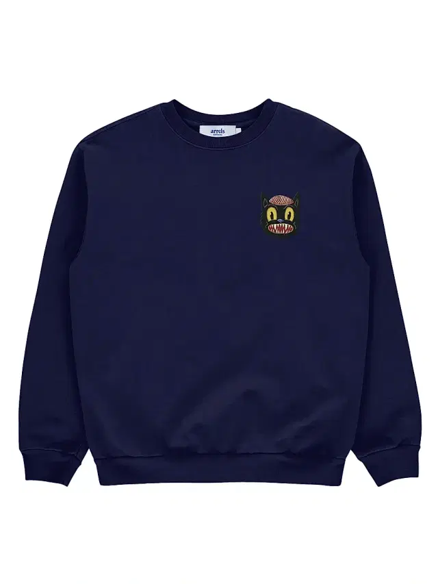 Arrels Barcelona Men's Small Cat Graphic Cotton Sweatshirt - Navy