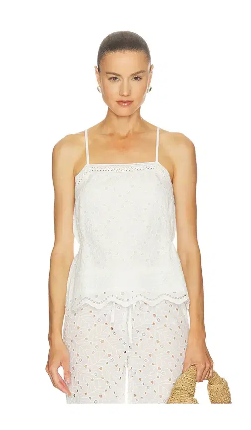 Side Smocked Lace Cami Top