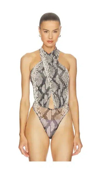LaPointe x REVOLVE Printed Mesh Cross Bodysuit | Thumbnail 2 LaPointe x REVOLVE Printed Mesh Cross Bodysuit | Thumbnail 2