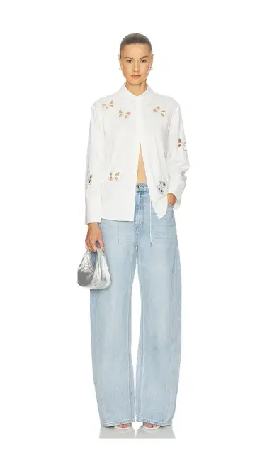 Alice + Olivia Alice + Olivia Finely Embellished Buttondown With Cutouts | Thumbnail 4 Alice + Olivia Alice + Olivia Finely Embellished Buttondown With Cutouts | Thumbnail 4