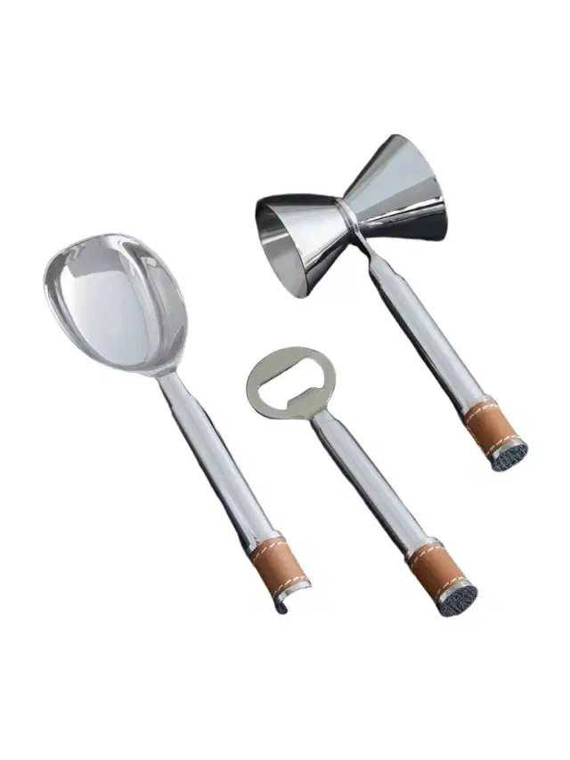 Ralph Lauren Home Wyatt Leather-Trimmed Silver-Tone Bar Tool Set - Men