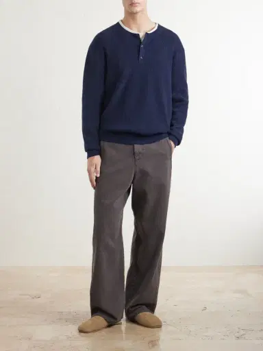 The Elder Statesman Waffle-Knit Cashmere Henley Sweater - Men | Thumbnail 2 The Elder Statesman Waffle-Knit Cashmere Henley Sweater - Men | Thumbnail 2