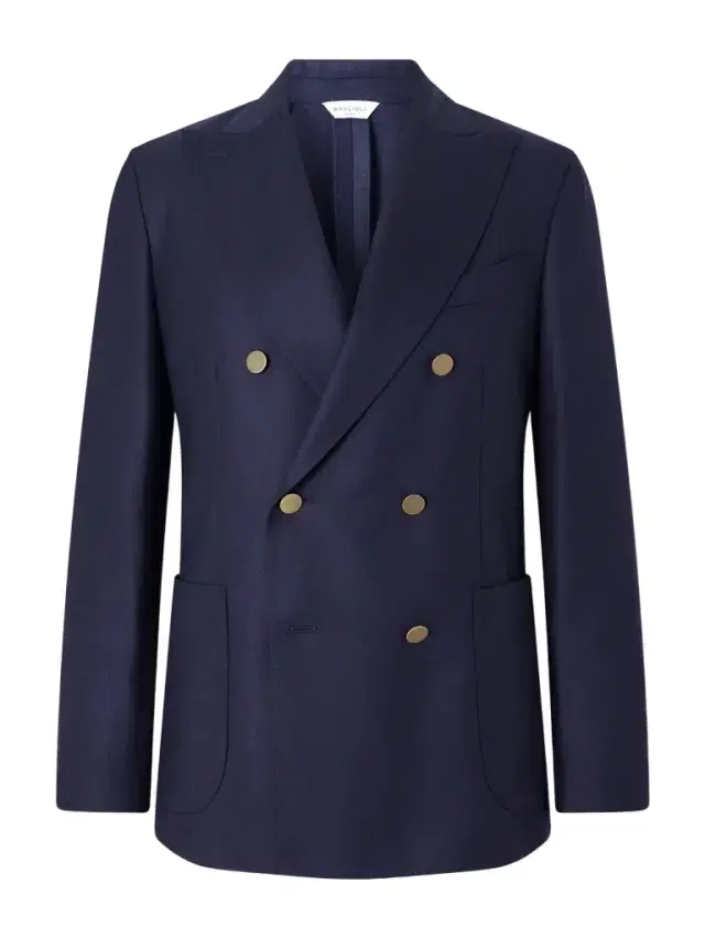 Boglioli Double-Breasted Virgin Wool-Hopsack Blazer - Men