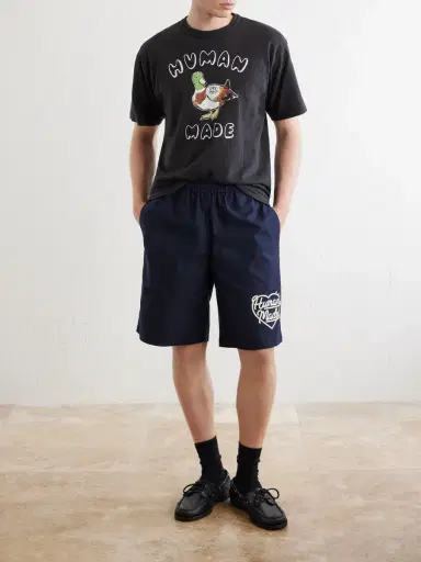 Human Made Straight-Leg Logo-Print Cotton-Twill Shorts - Men | Thumbnail 2