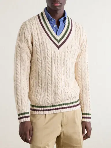 Drake's Cricket Knitted Cotton and Cashmere-Blend Sweater - Men | Thumbnail 3 Drake's Cricket Knitted Cotton and Cashmere-Blend Sweater - Men | Thumbnail 3