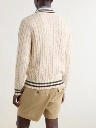 Drake's Cricket Knitted Cotton and Cashmere-Blend Sweater - Men | Thumbnail 4 Drake's Cricket Knitted Cotton and Cashmere-Blend Sweater - Men | Thumbnail 4