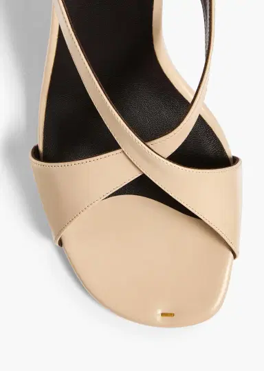 Khaite Liria Ankle Strap Sandal In Nude Glazed Leather | Thumbnail 3