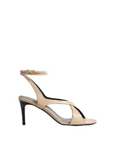 Khaite Liria Ankle Strap Sandal In Nude Glazed Leather | Thumbnail 1