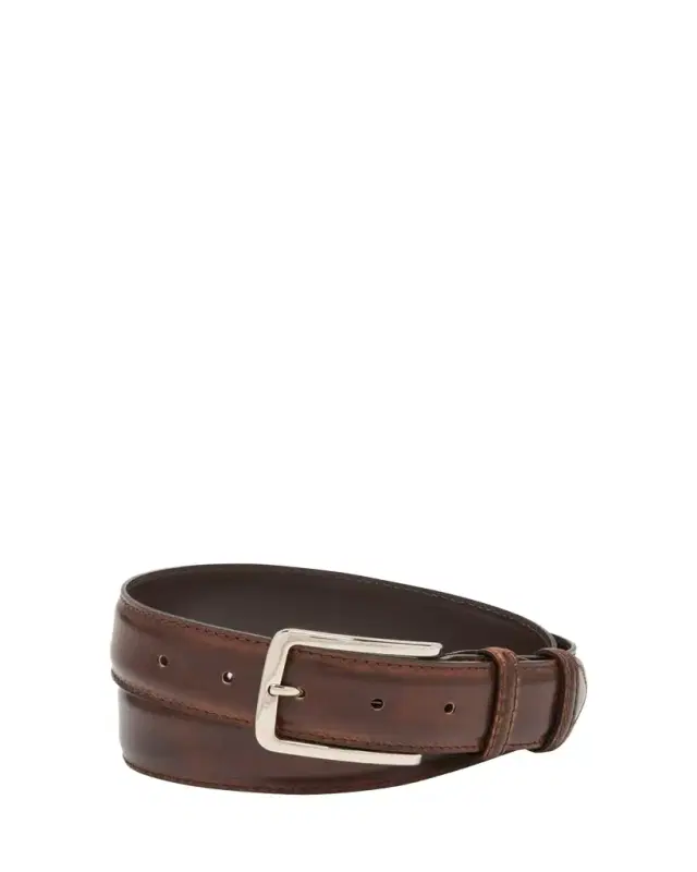 Bontoni Men's 35mm Burnished Leather Belt