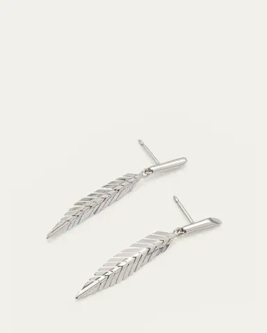 CADAR 18K White Gold Feather Drop Earrings, Small | Thumbnail 3 CADAR 18K White Gold Feather Drop Earrings, Small | Thumbnail 3