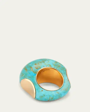 Verdura 18k Yellow Gold and Turquoise Copa Ring | Thumbnail 4