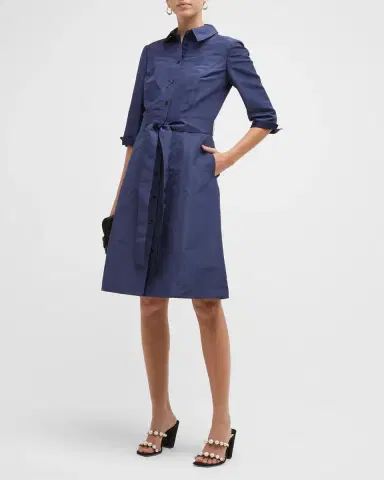 Carolina Herrera Faille 3/4-Sleeve Shirtdress | Thumbnail 3 Carolina Herrera Faille 3/4-Sleeve Shirtdress | Thumbnail 3