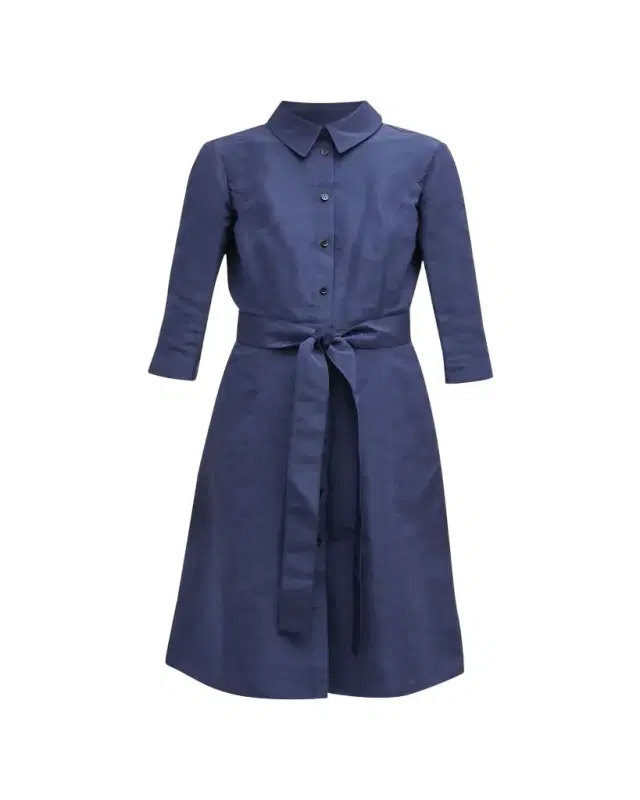 Faille 3/4-Sleeve Shirtdress