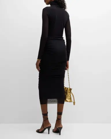 Fuzzi Long-Sleeve Turtleneck Tulle Blouse | Thumbnail 3 Fuzzi Long-Sleeve Turtleneck Tulle Blouse | Thumbnail 3
