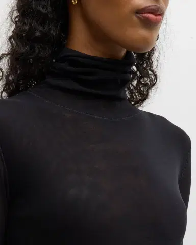 Fuzzi Long-Sleeve Turtleneck Tulle Blouse | Thumbnail 4 Fuzzi Long-Sleeve Turtleneck Tulle Blouse | Thumbnail 4