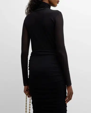 Fuzzi Long-Sleeve Turtleneck Tulle Blouse | Thumbnail 5 Fuzzi Long-Sleeve Turtleneck Tulle Blouse | Thumbnail 5