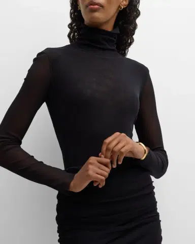 Fuzzi Long-Sleeve Turtleneck Tulle Blouse | Thumbnail 6 Fuzzi Long-Sleeve Turtleneck Tulle Blouse | Thumbnail 6