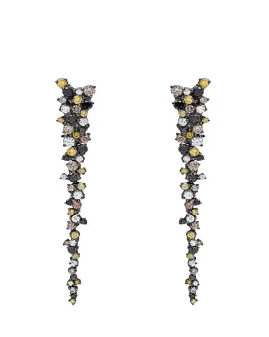 Paul Morelli 18K Black Gold Confetti Drop Earrings with Multicolor Diamonds | Thumbnail 1