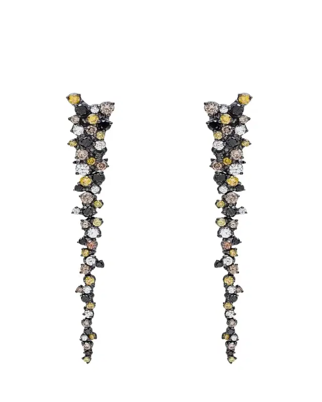 Paul Morelli 18K Black Gold Confetti Drop Earrings with Multicolor Diamonds