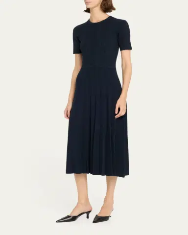 Jason Wu Collection Short Sleeve Wool Cable Midi Dress | Thumbnail 4