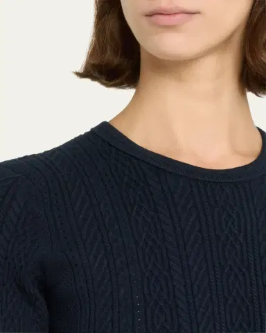 Jason Wu Collection Short Sleeve Wool Cable Midi Dress | Thumbnail 5