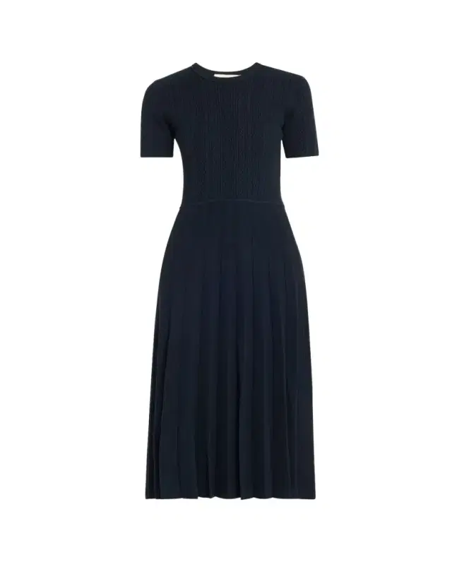 Jason Wu Collection Short Sleeve Wool Cable Midi Dress