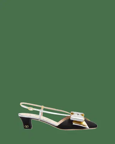 Valentino Garavani Bowow Moire Colorblock Slingback Pumps | Thumbnail 2