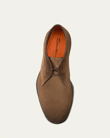Santoni Men's Easy Suede Derby Shoes | Thumbnail 4