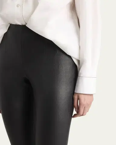 The Row Lakun Leather Skinny-Leg Slit-Hem Pants | Thumbnail 4
