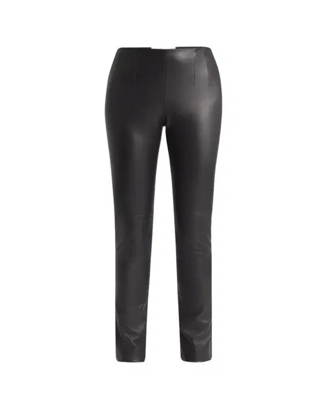 THE ROW Lakun Leather Skinny-Leg Slit-Hem Pants