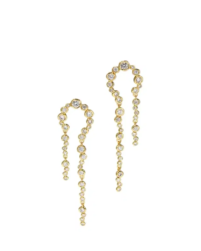 Asterales Gold CZ Arched Long Earrings