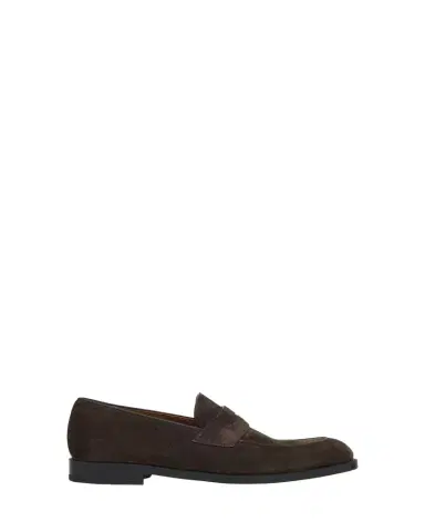 Zegna Men's Suede Rubber-Sole Penny Loafers | Thumbnail 1
