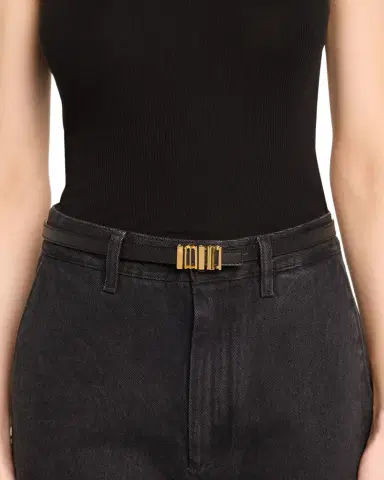 Loewe Graphic Buckle Leather Skinny Belt | Thumbnail 1